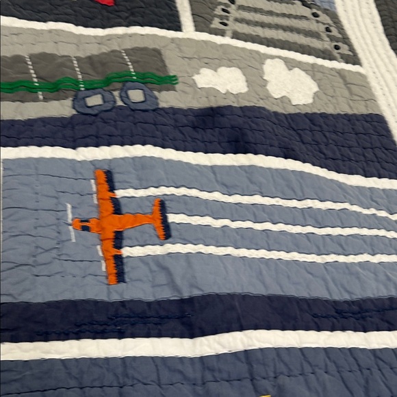 Pottery Barn Kids Transportation Quilt Multicolor Navy Blue Cotton PBK - Picture 7 of 11